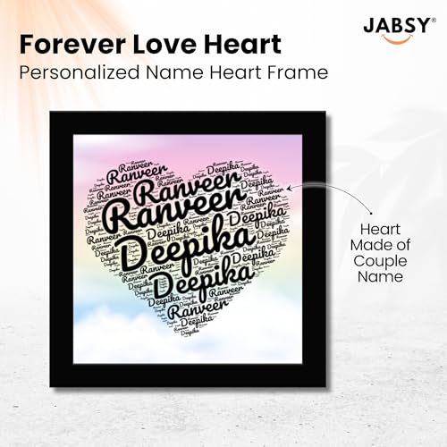Image of Amazon Brand JABSY - Valentine Day Couple Name Unique Photo Frame | Wedding Engagement Anniversary Birthday Gift Name Heart Cute