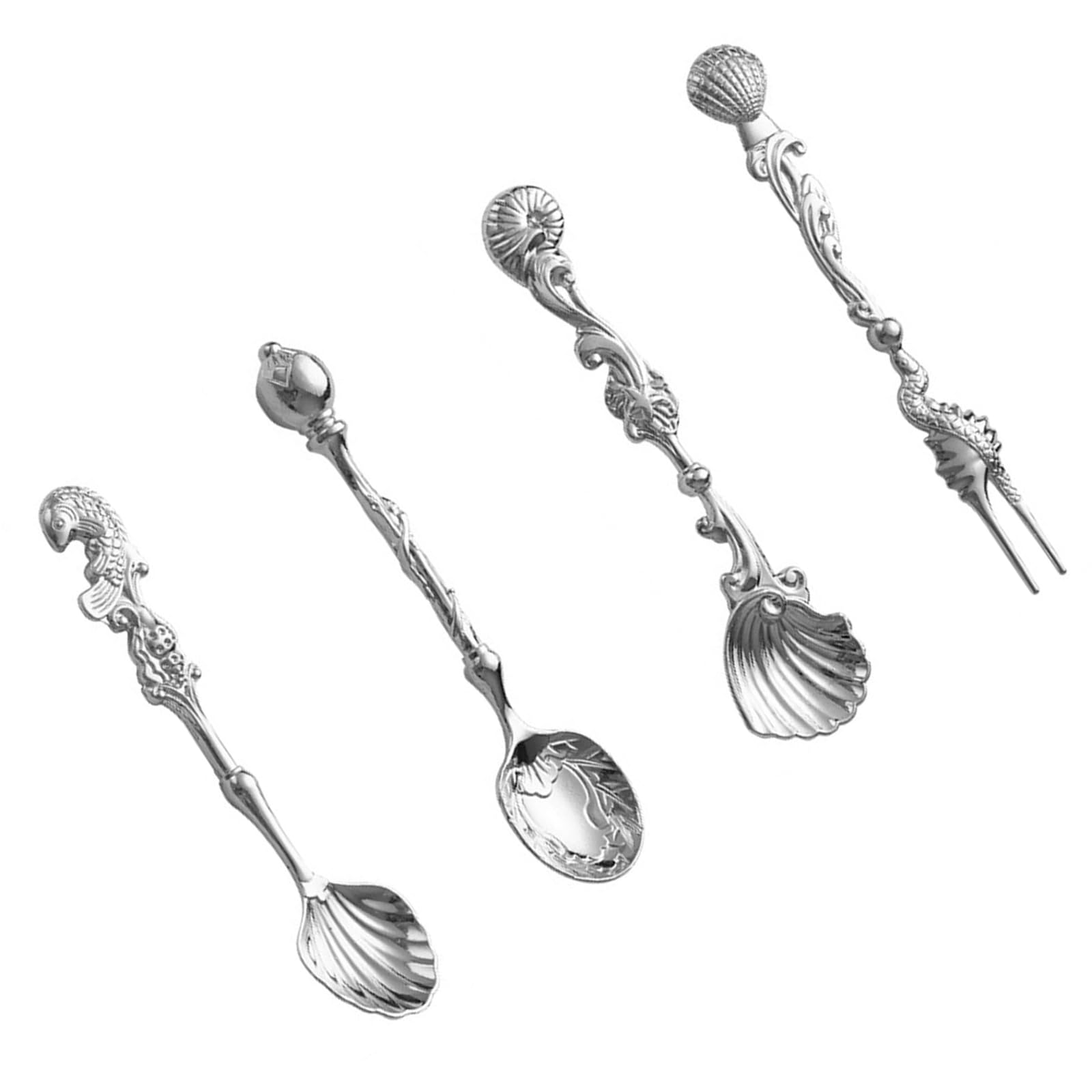 Mekalero Demitasse Scoops for Seasoning Coffee Dessert Drink Mixing Metal Zincs Alloy Dessert Spoon Kitchen Gadget Antique Spoon