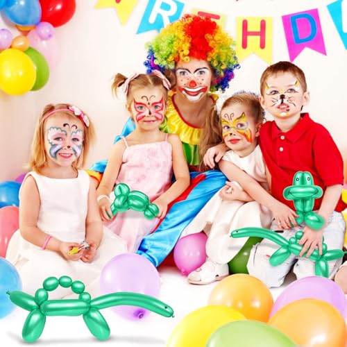 Image of LXZFCRG Metallic Green 260 Long Balloons 100pcs Shiny Chrome Green Latex Twisting Balloon for Balloon Animals, Magic Balloons for Birthdays Wedding Party Decorations