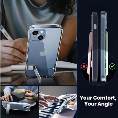 Image of MOOSH Metal Kickstand Case Compatible with iPhone 15 Plus Case Cover, 3 Stand Modes Military-Grade Drop Protection, Supports Wireless Charging Slim Back Cover with Kickstand for iPhone 15 Plus (Clear)