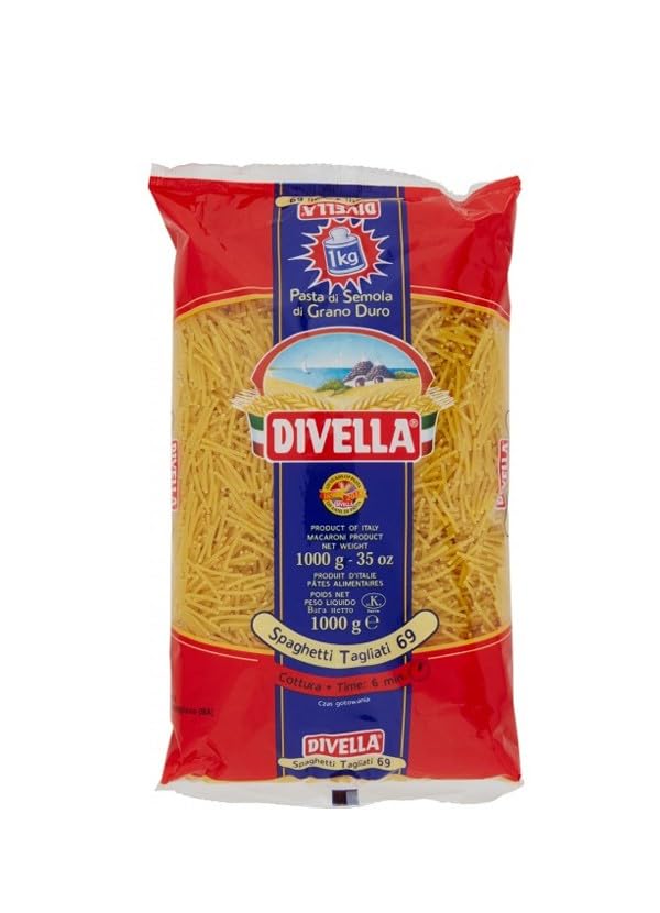 DIVELLA PÂTES DE SEMOULE DE BLÉ DUR SPAGHETTI COUPÉES 69 GR 500 X 24