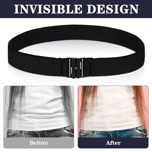 Molain Women Stretch Belt, Black Elastic Waist Belts Fashion Retro Adjustable Cinch Belt wif Buckle for Dresses Jeans3