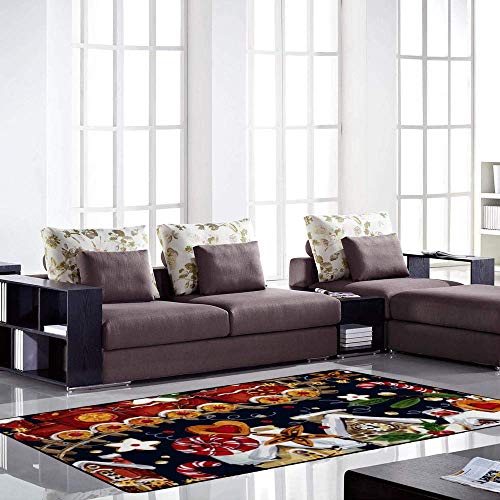 Tapis de Noël en velours corail Ruchen avec impression aquarelle douce - 4