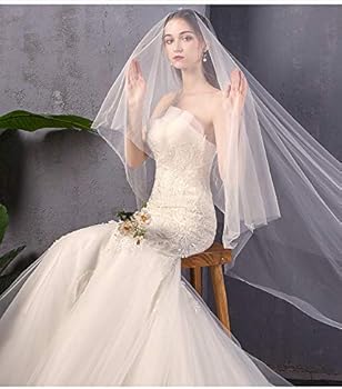 Amazon | [Ominefans] 魚の尾ウェディングベール ノースリーブ