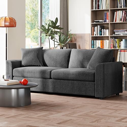 Canapé 3 places velours côtelé 212 cm gris HOMCOM
