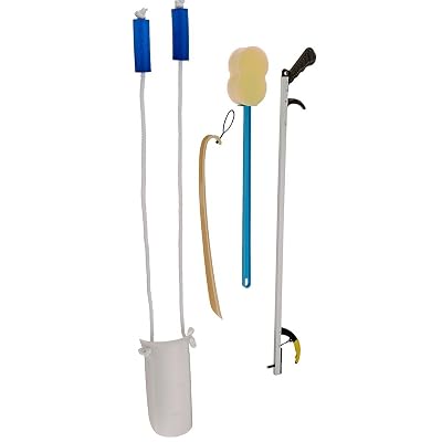 Sammons Preston - 34621 Complete Hip & Knee Equipment Kit with Four Daily Living Tools, Care Kit for Hip or Knee Surgery or Fall Recovery, Includes 26" Reacher, Sock & Dressing Aid, Shoehorn, Bathing Sponge