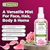 De La Cruz Pure Rose Water Body Mist,Rosewater Spray for Face, Skin & Hair, Rose Toner & Rose Water for Hair Alcohol Free, Paraben Free 8 fl oz (6 Bottles)