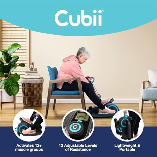 Cubii Total Body - Under Desk Seated Elliptical Pedal Exerciser with Built in Upper Body Resistance Bands, 12 Levels of Resistance, LCD Display, Whisper Quiet with Bluetooth - Adult to Seniors3