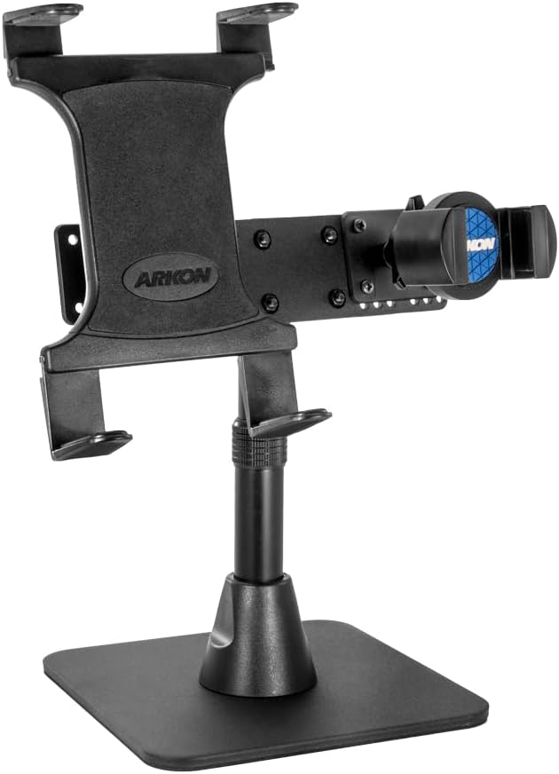 ARKON Mounts Content Creator Tablet and Phone Holder Stand, Height Adjustable Weighted Base Mount for Streaming, Content Creation, and Video Conferencing, Fits iPad and iPhone and More