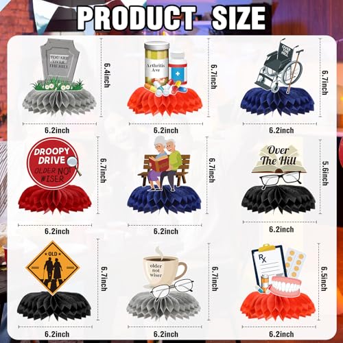 Image of Over the Hill Birthday Decorations - 9 Pcs 50th Table Centerpieces
