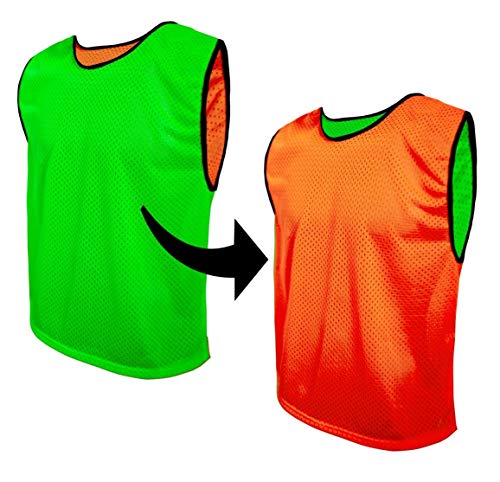 SPORTSBIBS Petos Respirable de Fútbol - Camisetas De Dos Caras De Malla Abierta y Ligera, Chaleco De Entrenamiento para Mujeres, Hombres, Jóvenes y Mayores, Muchos Colores, Sportivo Promozionale