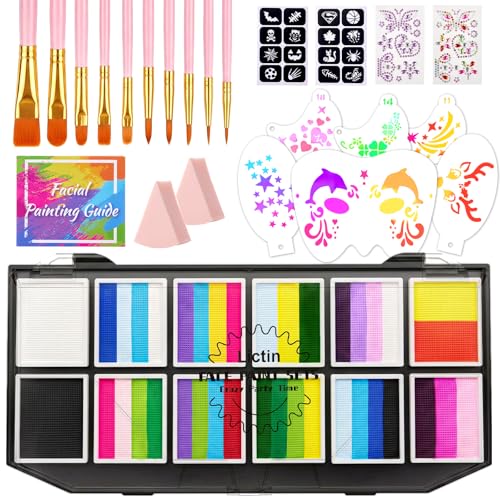 Lictin Tinta facial e corporal - 39 cores, pintura corporal segura e hipoalergénico lavável para Halloween, aniversário, LGBTQ+, Pride, futebol mundial de 2026 e ótimo presente