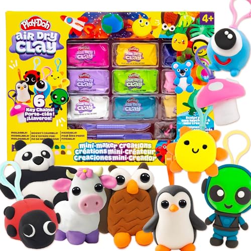 Play-Doh Air Dry Clay Mini Maker Creations, Makes 6 Keychains