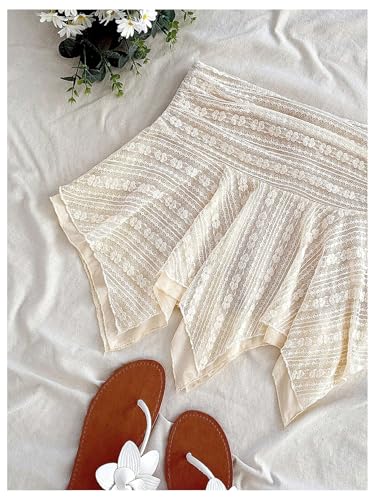 Women's Asymmetrical Lace Flowy Skirt Western Low Waist Mini Skirts3