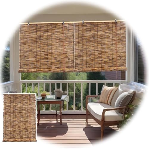 Persianas enrollables de bambú para privacidad al aire libre, persianas de fácil instalación para patio, terraza y 25 x 170 - 75 x 195 cm (160 x 185 cm)