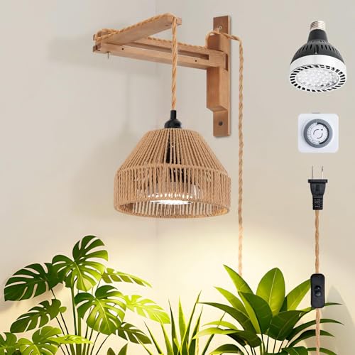 30W 4000K Indoor Plant Hanging Growth Lamp Wall Mounted with Timing and Bracket for Greenhouse Flowers Large Tall Plants (Garden-2)