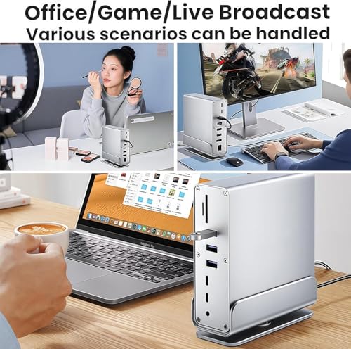 Image of ETZIN USB C Docking Station Dual /Triple Monitor, 16 in 1 USB C Hub Multiport Adapter with Dual 4K HDMI /DisplayPort /7 USB Ports /100W PD /Audio /SD /TF /Ethernet, Docking Station for Windows.EPL-1568A