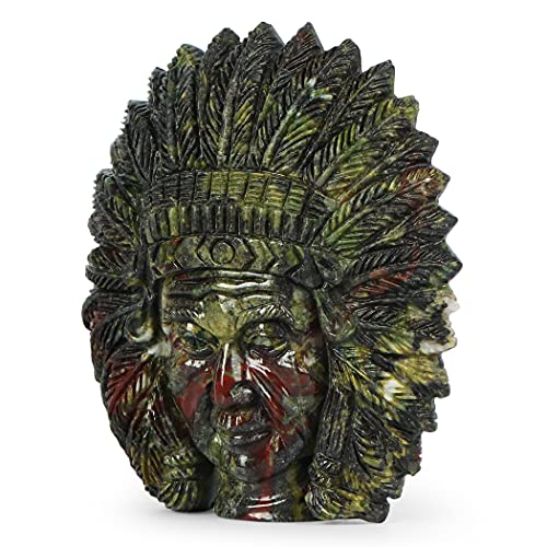 Figura Escultura Cabeza India Dragon Bloodstone 2.5 pulgadas miniatura 2