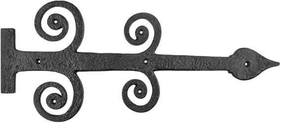Renovators Supply Manufacturing Black Wrought Iron Garage Door Decorative Hardware 16 in Rust Resistant Spade Styled Rustic Dummy Strap Hinge with Mounting Hardware