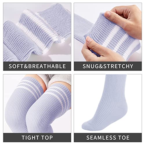 Image of Abodhu Womens Thigh High Socks, Over Knee Socks for Women, Striped Knit Long Tall Stockings, Cosplay Casual Socks
