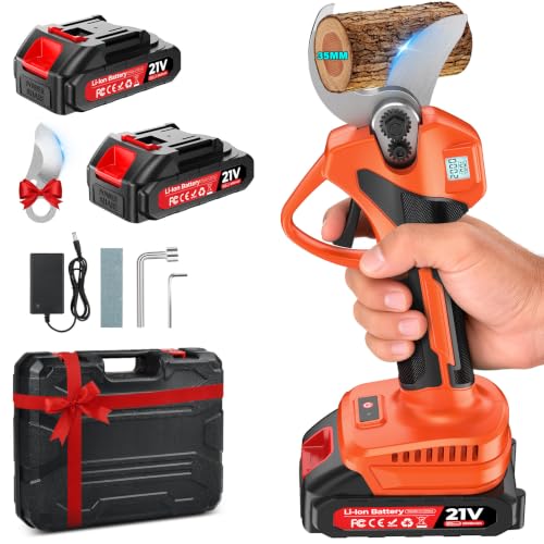 Electric Pruning Shears Professional Cordless Electric Pruning Battery Powered Lightweight Tree Branch Pruner with 4000mAh Lithium Battery - 35mm Cutting Diameter Perfect for Gardening & Orchard