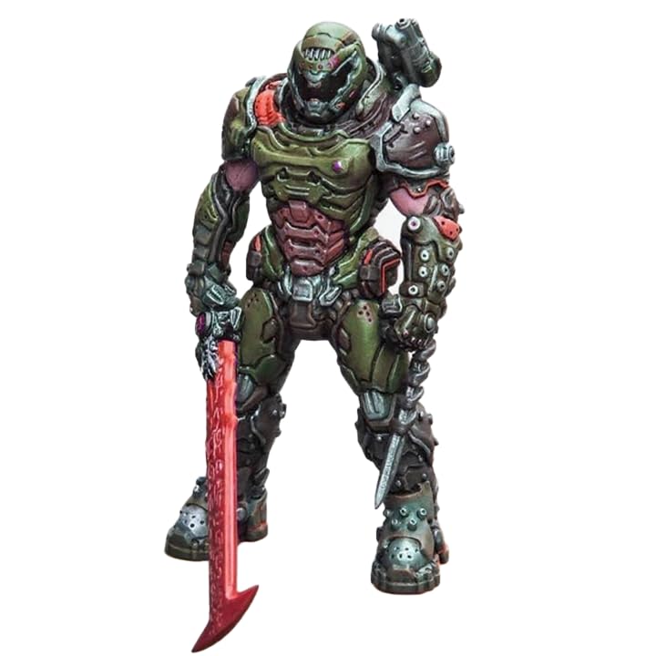 Anjinguang DoomSlayer Figure 21.5CM Super Action Statue Standing Pose Character Model with Sword PVC Cartoon Figurine Collectible Desktop Ornaments