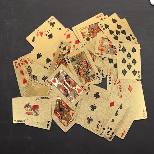 CLISPEED Goldfolie Pokerkarten Plastikspielkarten mit Feiner Verarbeitung für Familien Festivalspiele Tragbares Kartenspiel Pokerfreunde und Partyspaß – Bild 8