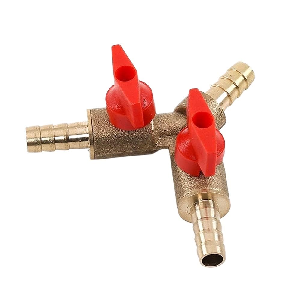 Bhytaf One Color 3-Way Ball Valve Brass Hose Barb Shut Off T-Port 8Mm, 10Mm Od(8Mm Od)