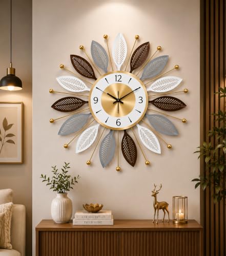 URBAN INSPIRATIONS Modern Metal Wall Clock 52cm White - Image 2