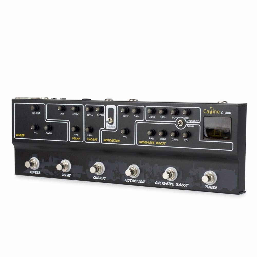Caline C-300 Multieffektpedal mit Reverb Delay Chorus Distortion Boost und Tuner