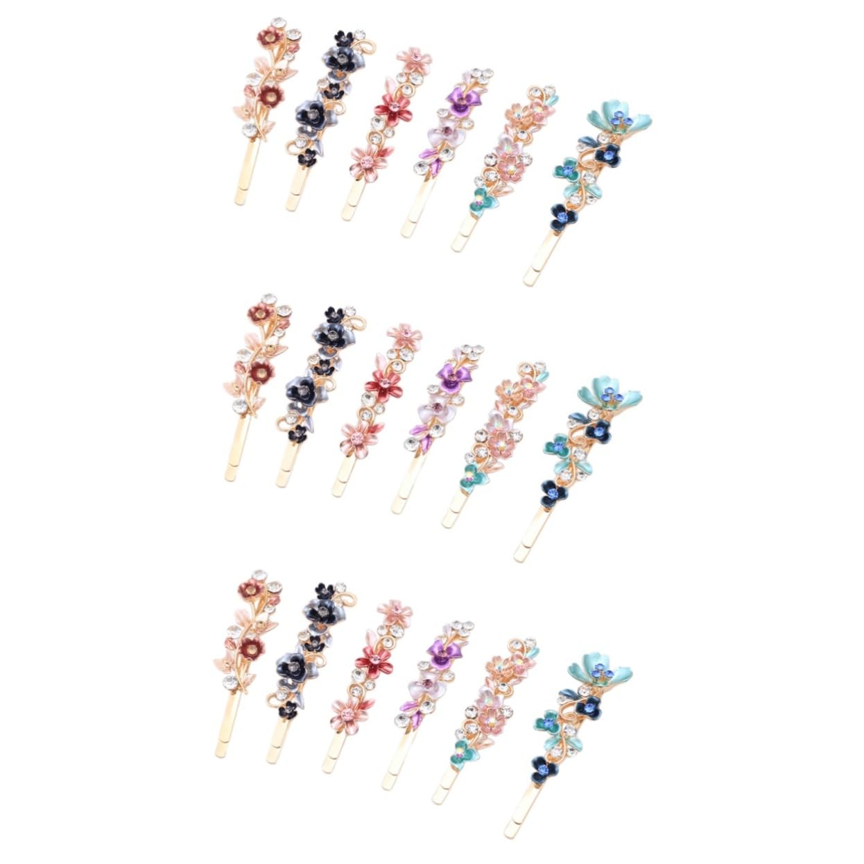 FRCOLOR 18 fermagli per capelli con strass vintage fermaglio per capelli a forma di fiore, fermaglio per capelli in metallo decorativo per capelli da donna