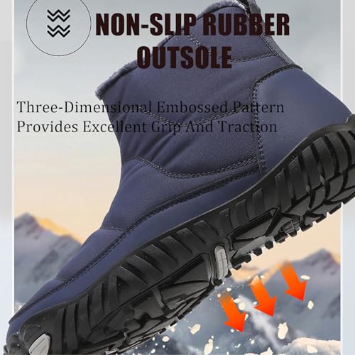 Men'S Water-Resistant Flat Winter Barefoot Boots Wide Comfort Warm Non-Slip Side Zipper Hiking Snow Bootst For Outdoor Walking Hiking3