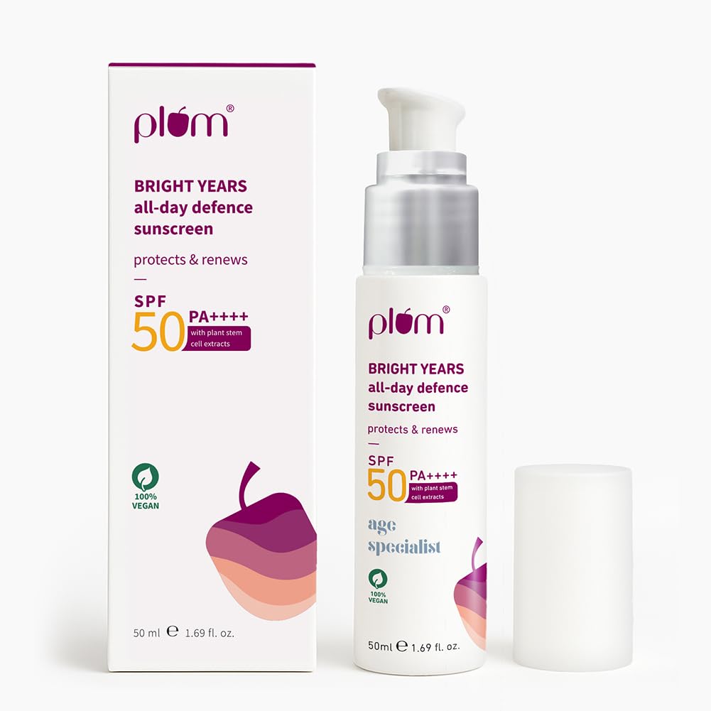 Bright Years All Day Defence Cream SPF 50 PA+++| Sun Protection | For Ageing Skin | 100% Vegan, Cruelty Free | 50ml