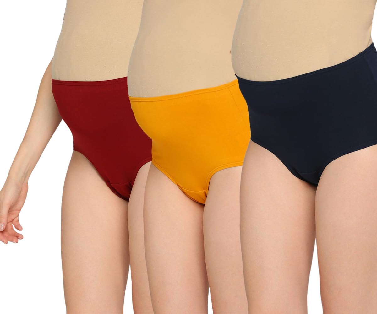 Women's High Waist Soft Comfy Cotton & Breathable Maternity Panty|Pregnancy Panty|Maternity Panties (Pack of 3)