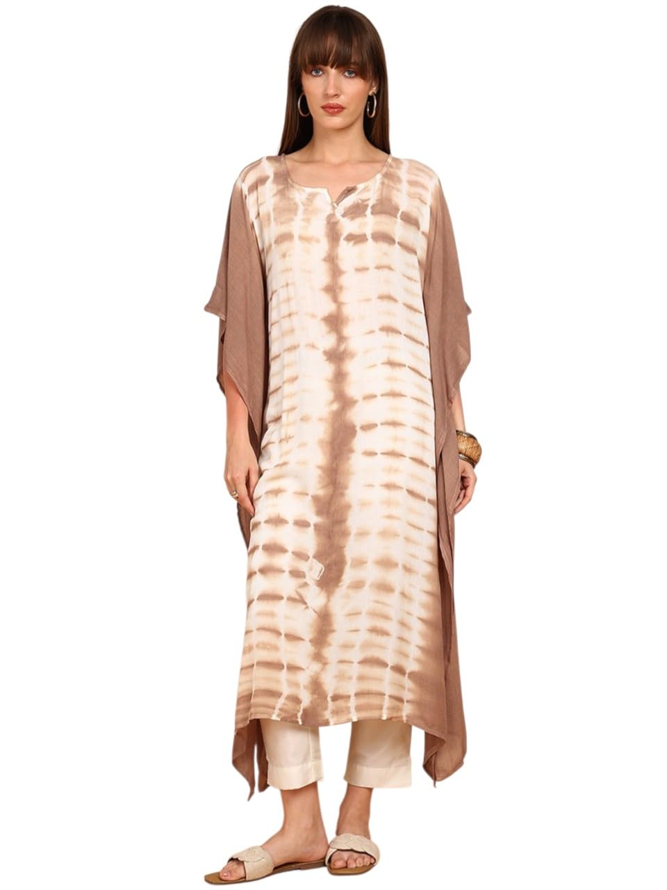 maaesa Women Handcrafted Tie & Dye Casual Rayon Crepe Kaftan | Casual Wear | Lightweight & Breathable-picture-22