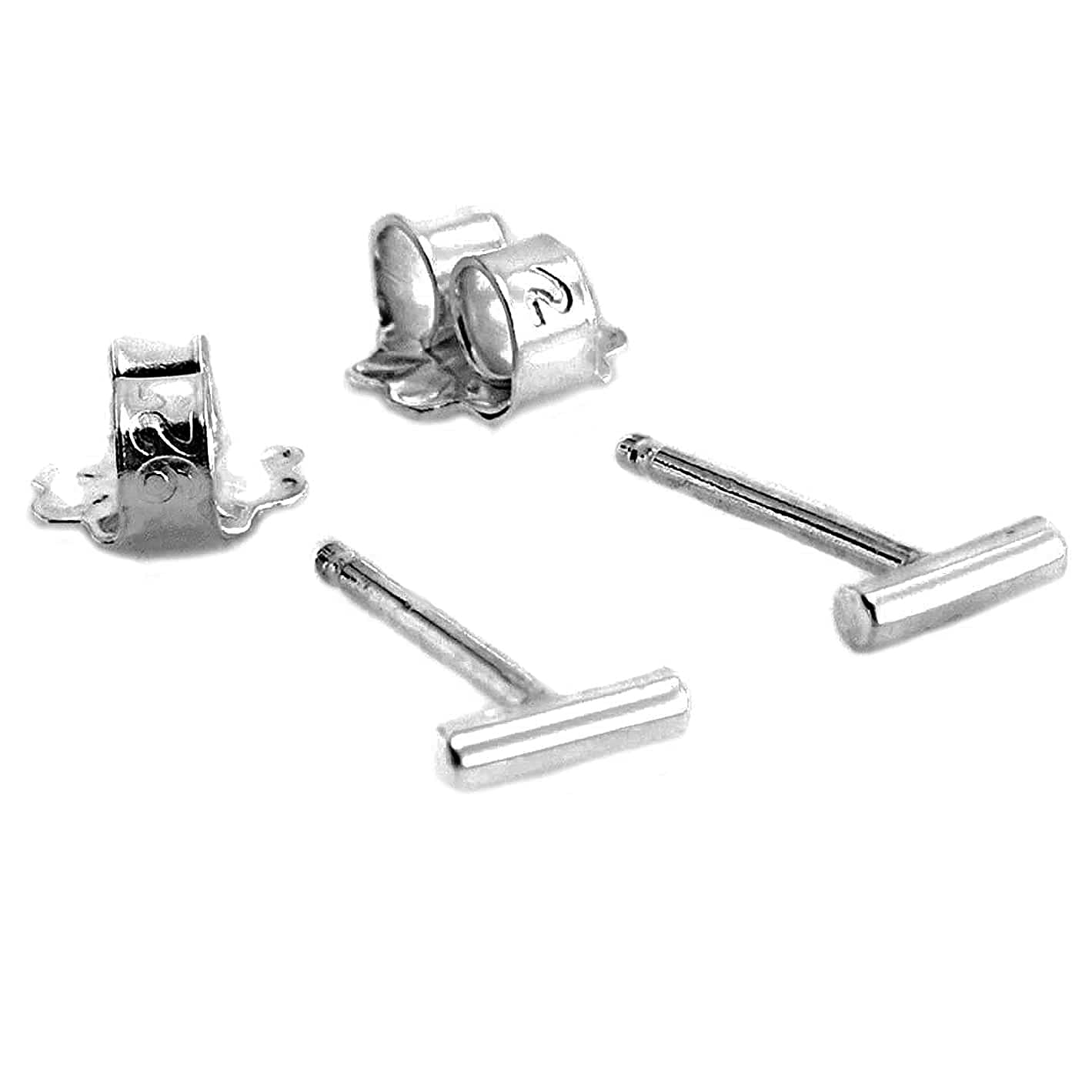 5mm Extra Small Sterling Silver Bar Stud Piercing Earrings (5mm Bar Studs/Sterling Silver)