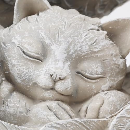 ZHjuju Gedenkstein für Haustiere,Gartendeko für Draußen Denkmal Katze Engel Haustier Denkmal Deko Gedenken Tier Garten Statue für Terrasse Balkon Garten Gedenkstatue