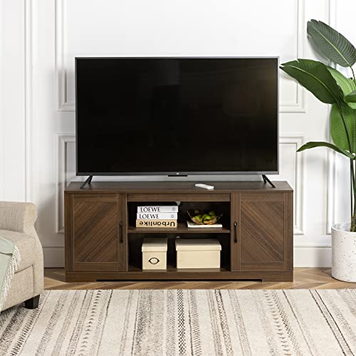Zinus Bennett Mueble TV - Mueble TV 147x40x60 cm - Mueble con estantes y puertas - Marrón