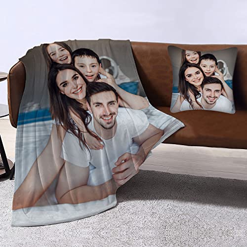 DAYI Custom Blanket Personalized Blanket with Photos Text Customized Picture Throw Blanket, 1 Photos Collage, (40"x50")