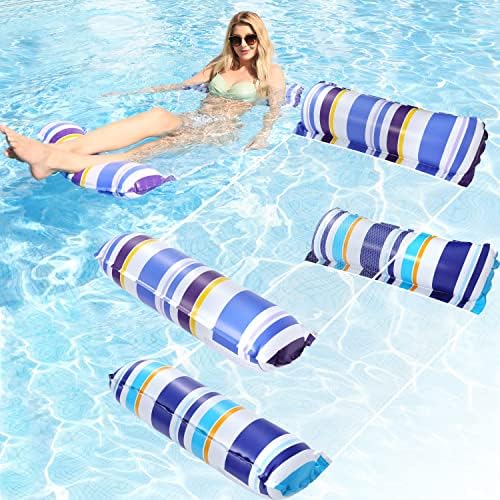 2 Pack Pool Floats for Adult - 4-in-1 Pool Floats Hammock, Saddle, Lounge Chair, Drifter, Inflatable Pool Floats Non-Stick PVC Material Pool Floats Adult Teens Vacation
