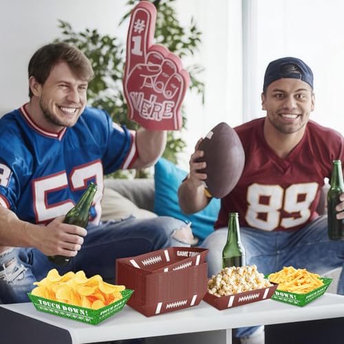 50 Pcs Football Party Decorations, Disposable Food Tray for Super Bowl, Snack Trays, Large Serving Boats for Birthday, Tailgate & Sports Theme Events – 2 Designs - Image 6