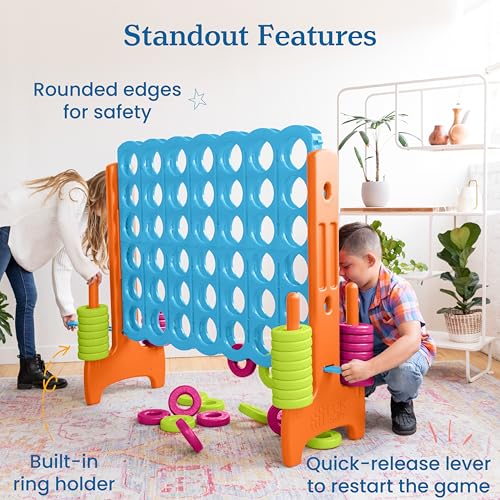 Image of ECR4Kids Jumbo 4-to-Score Giant Game with 42 Rings and Reset Sliders, Kids Games, Vibrant
