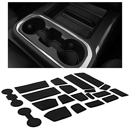 CupHolderHero for Chevy Silverado 1500 and GMC Sierra Accessories 2019-2022 Interior Cup Holder Inserts, Center Console Liner Mats, Door Pocket 24-pc Set (Crew Cab with Bucket Seats) (Solid Black)