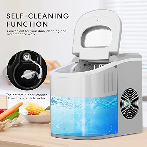 Vivohome Electric Portable Compact Countertop Automatic Ice Cube Maker Machine With Hand Scoop And Self Cleaning Function 26Lbs/Day Silver #TOP4