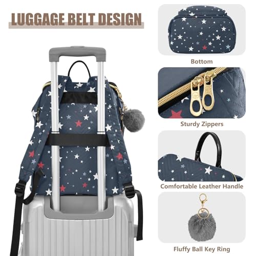KLL Stars Navy Blue Backpack for Women Fashion Lightweight College Bookbag Travel Bag for Daily Travel Work4