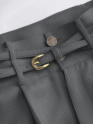 CIDER Wide Leg High Waist Straight Leg Trousers Belted Long Dress Pants Office Work Casual Pants2