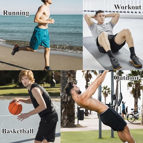 LeeHanTon 4 Pack Mens Athletic Gym Shorts Quick Dry Workout Lightweight Basketball Shorts with Deep Pockets Elastic Waistband 6