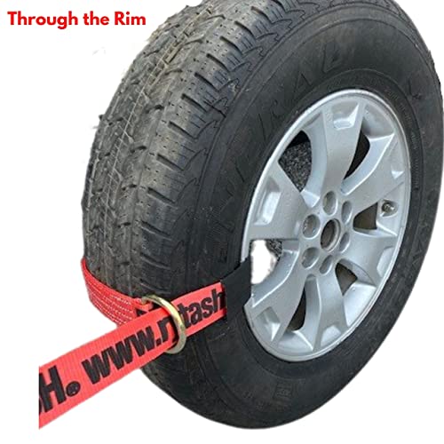 Rytash Car Tie Down Lasso Straps For Trailers - Tire Straps With Flat Hooks - 4 Pack -Heavy Duty Ratchet Straps - Industrial Grade - 2" X 114" - Car, Trucks, Utv, Atv - 3300 Lb Made In Usa #TOP6