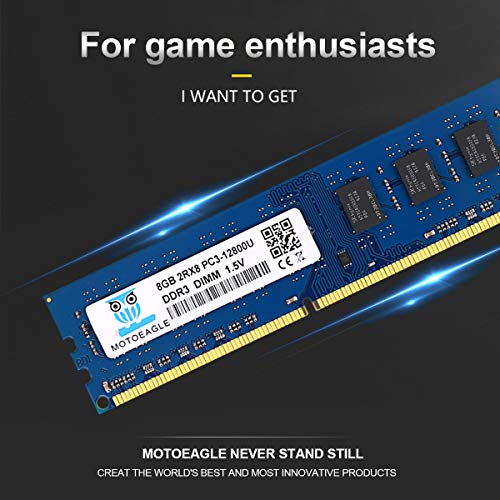 Image of Motoeagle DDR3L 1600 UDIMM 8GB 2RX8 PC3 12800U Dual Rank CL11 Non-ECC Unbuffered 1.5V Desktop Memory