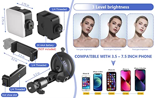 Lentok Suction Cup Mirror Phone Holder With Light, Travel Wall Phone Camera Mount For Makeup Content Creator Essentials, Mirror Tripod For Bathroom Kitchen Compatile With All Smooth Surface #TOP4